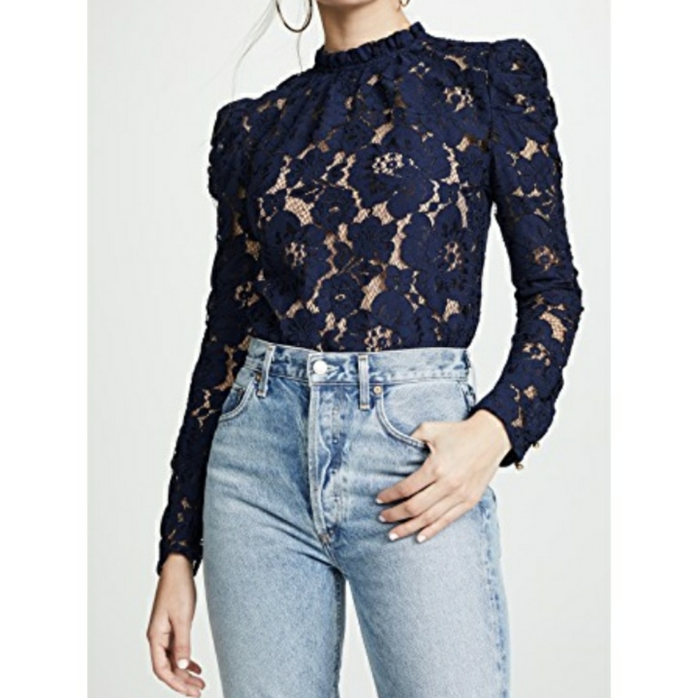 WAYF NAVY BLUE &TAN TOP